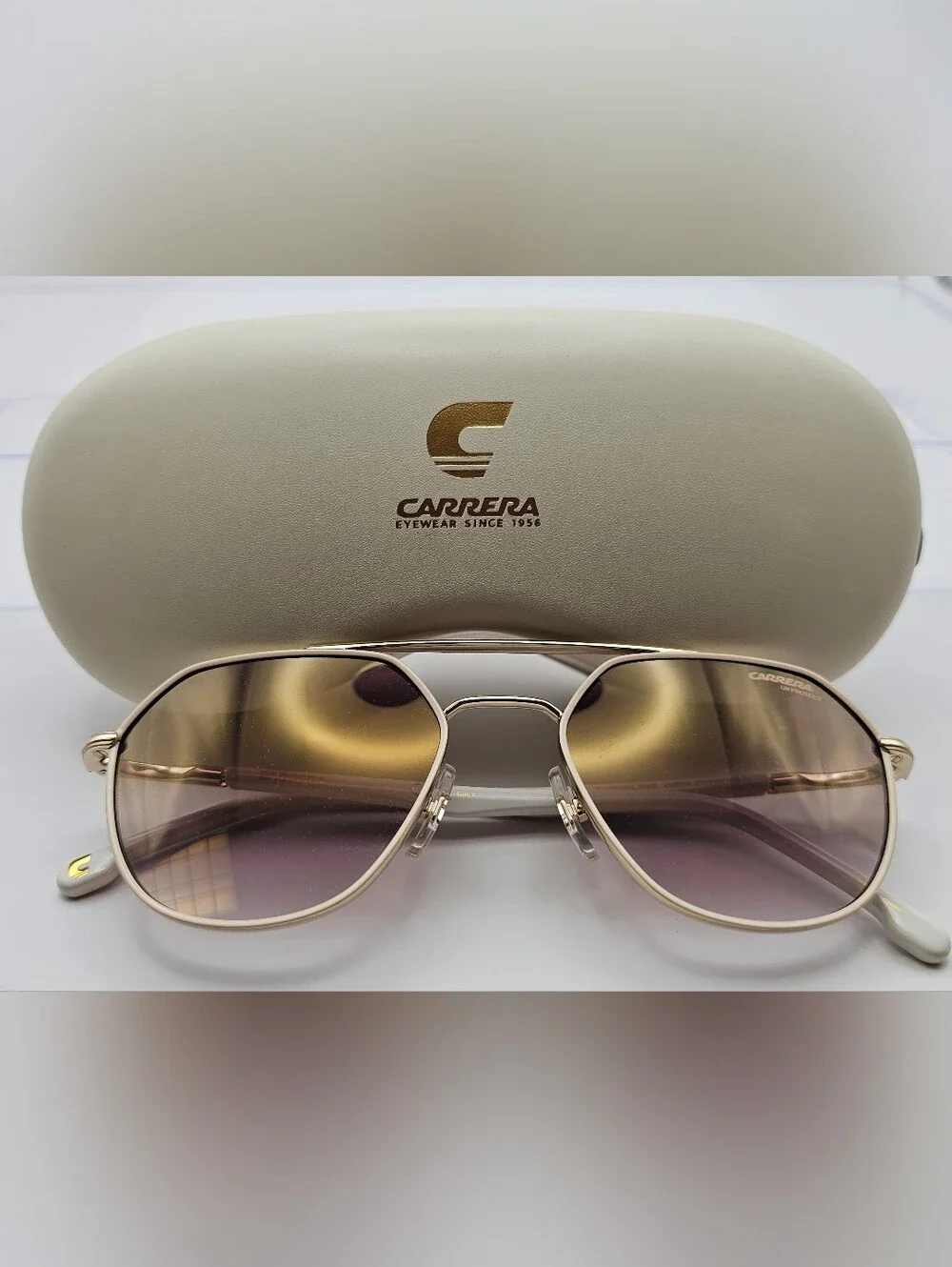 Carrera Women's Gold Frame with Gradient Brown-Purple Lenses Sunglasses